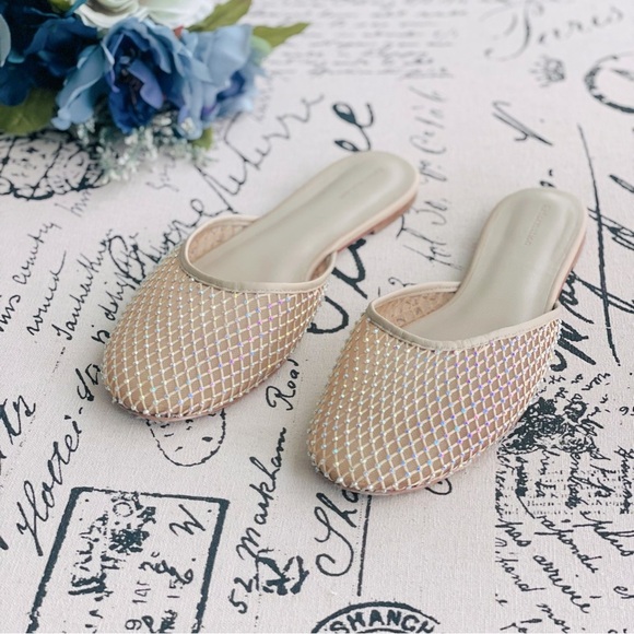 Reformation Melly Flat Mesh Jelly Mule in Fawn Rhinestone Mesh Size 8 / 7.5 - Picture 8 of 16
